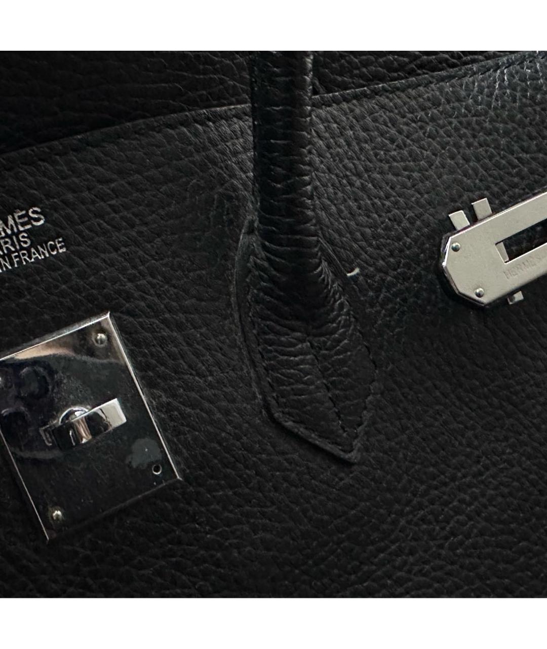 HERMES Черная кожаная сумка с короткими ручками, фото 6