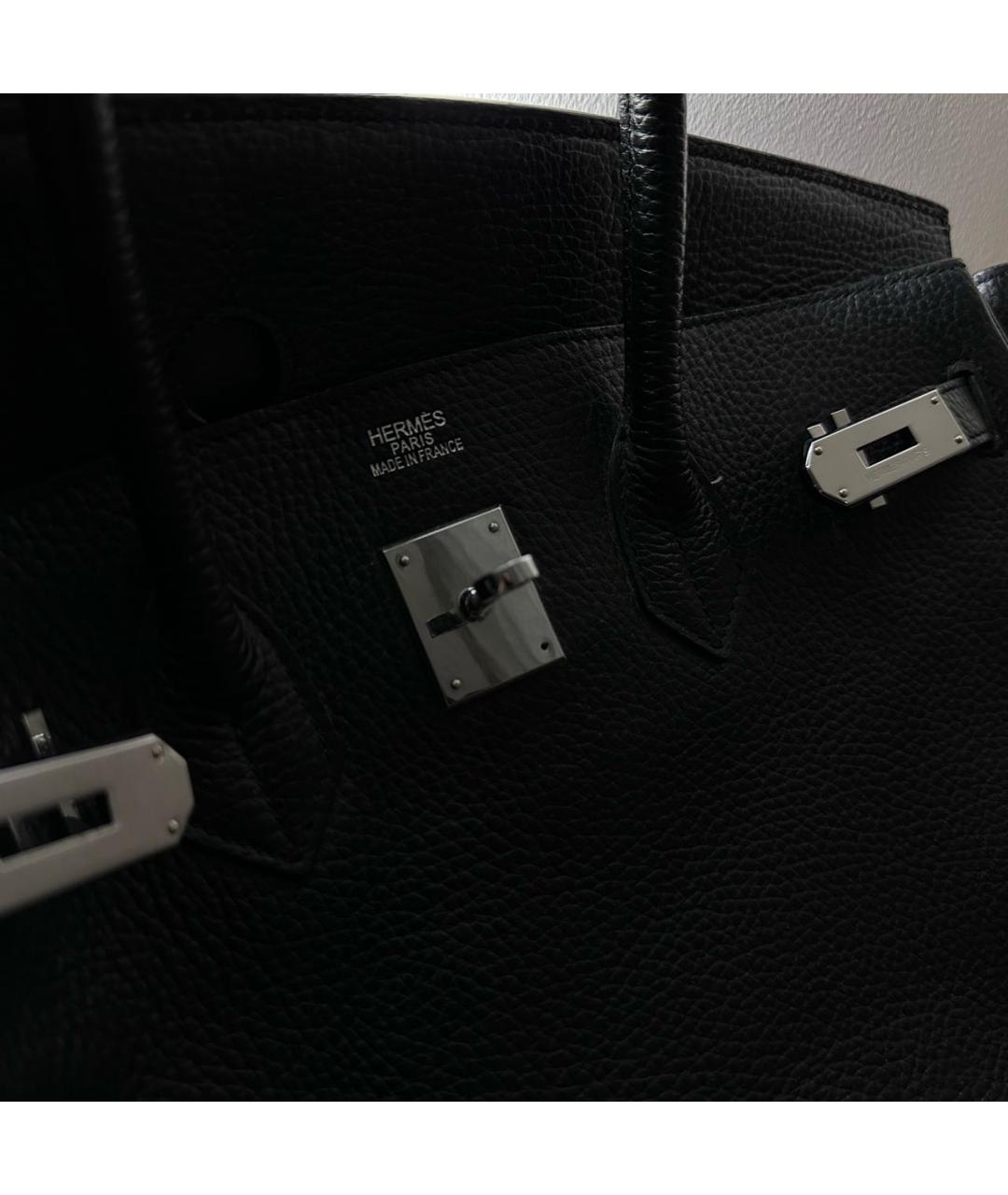HERMES Черная кожаная сумка с короткими ручками, фото 5