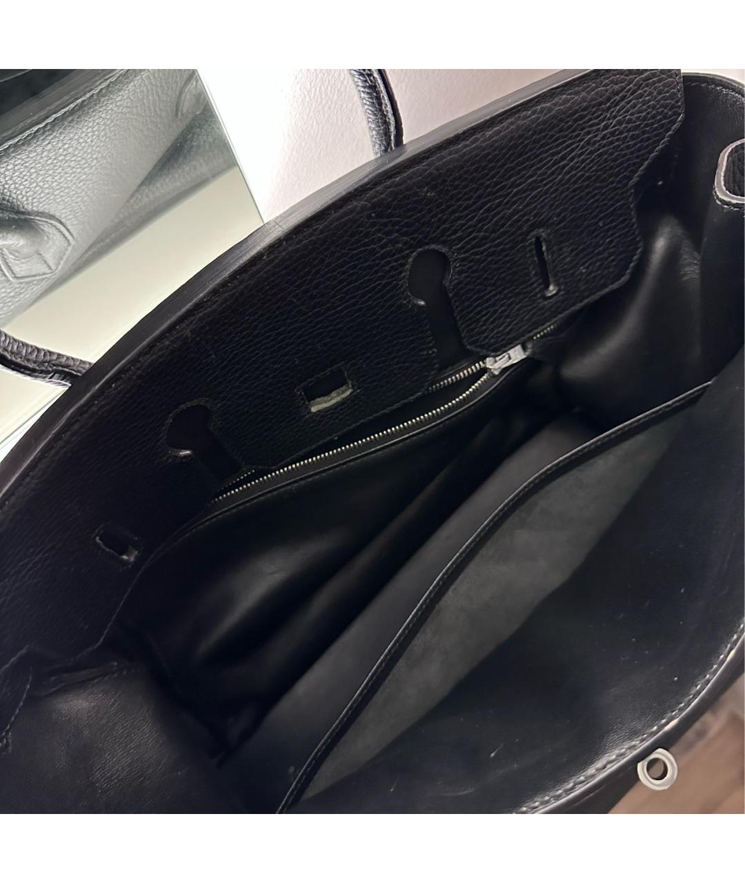 HERMES Черная кожаная сумка с короткими ручками, фото 4