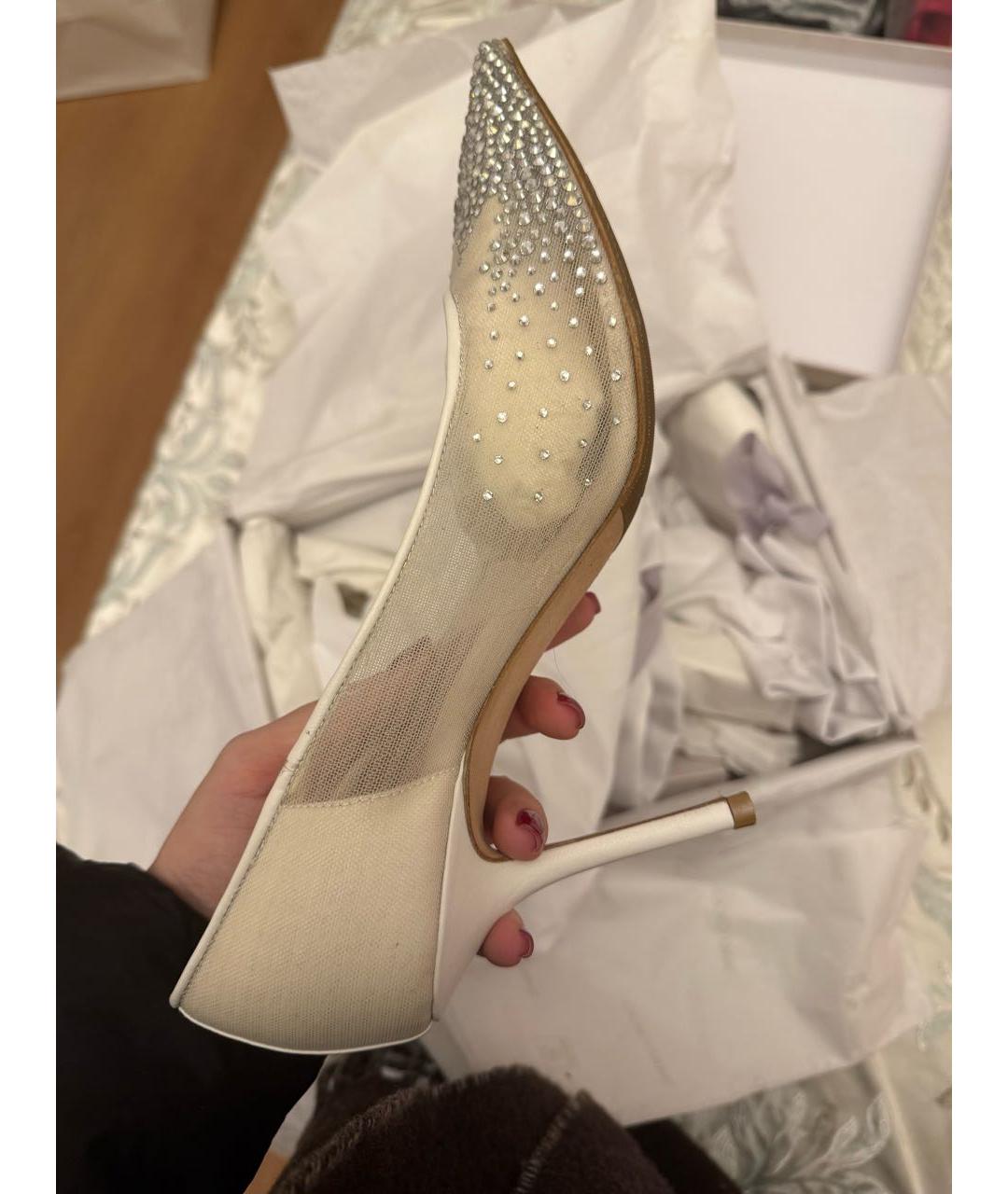 JIMMY CHOO Белые свадебные туфли на среднем каблуке, фото 8