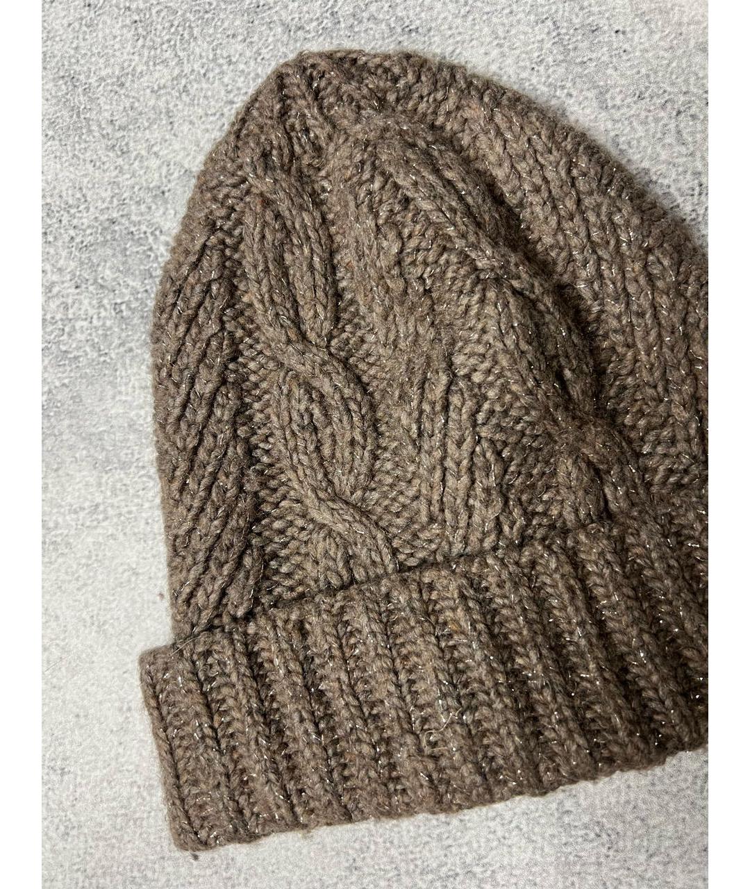 RALPH LAUREN Коричневая шерстяная шапка, фото 5