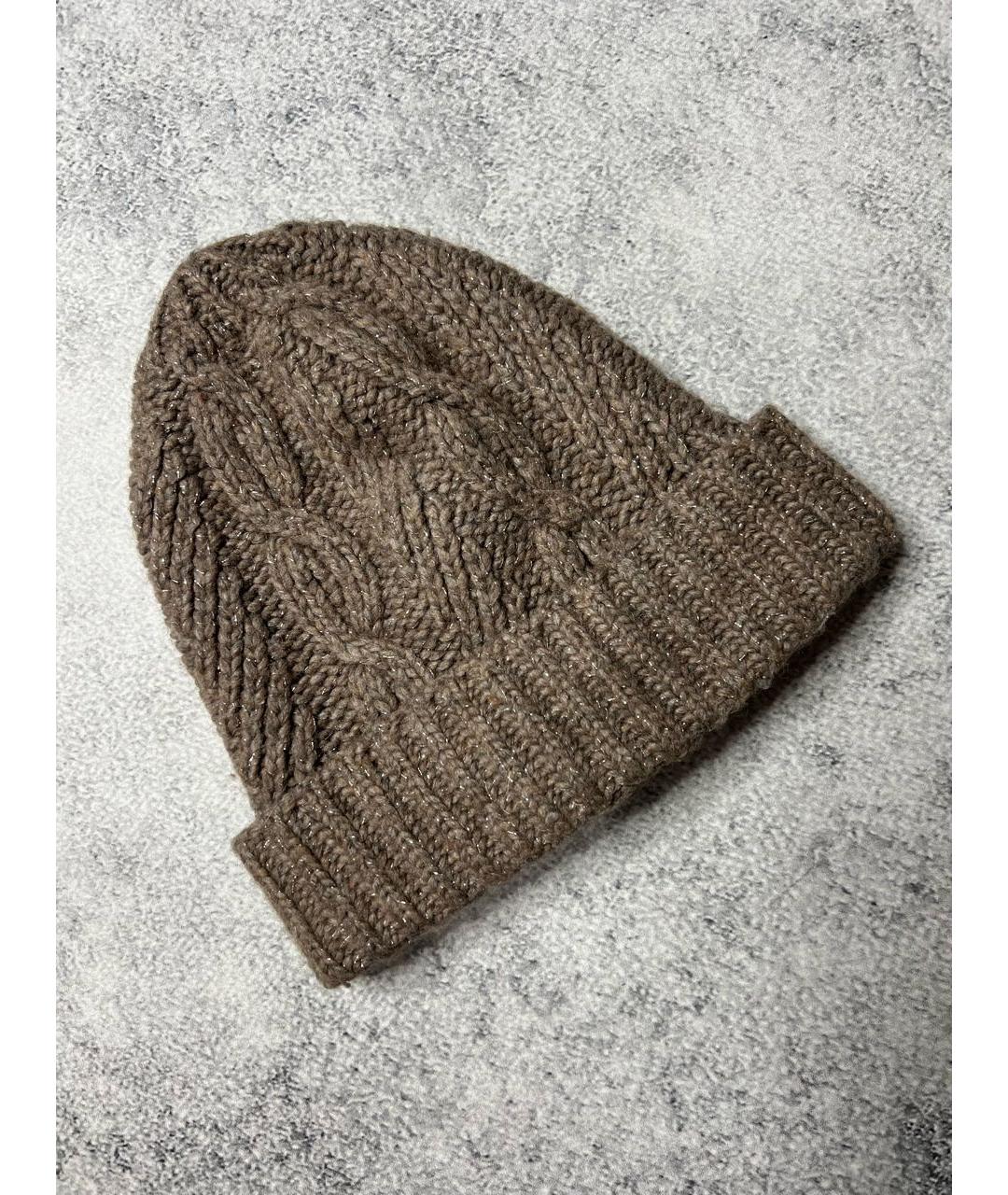 RALPH LAUREN Коричневая шерстяная шапка, фото 7