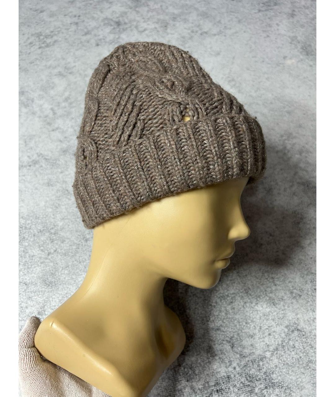 RALPH LAUREN Коричневая шерстяная шапка, фото 2