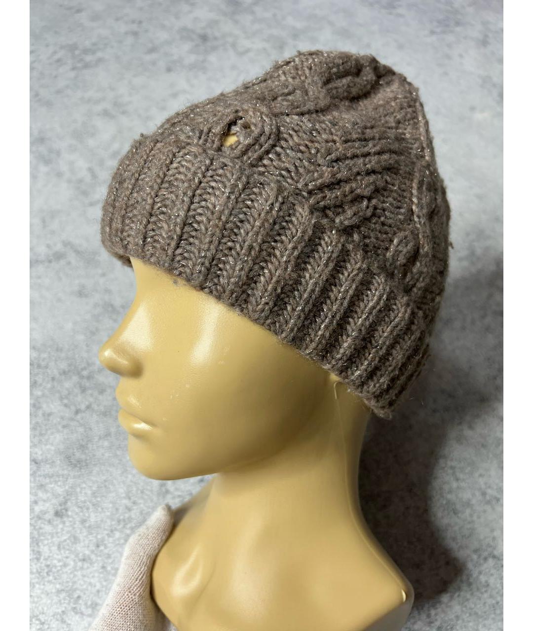 RALPH LAUREN Коричневая шерстяная шапка, фото 3