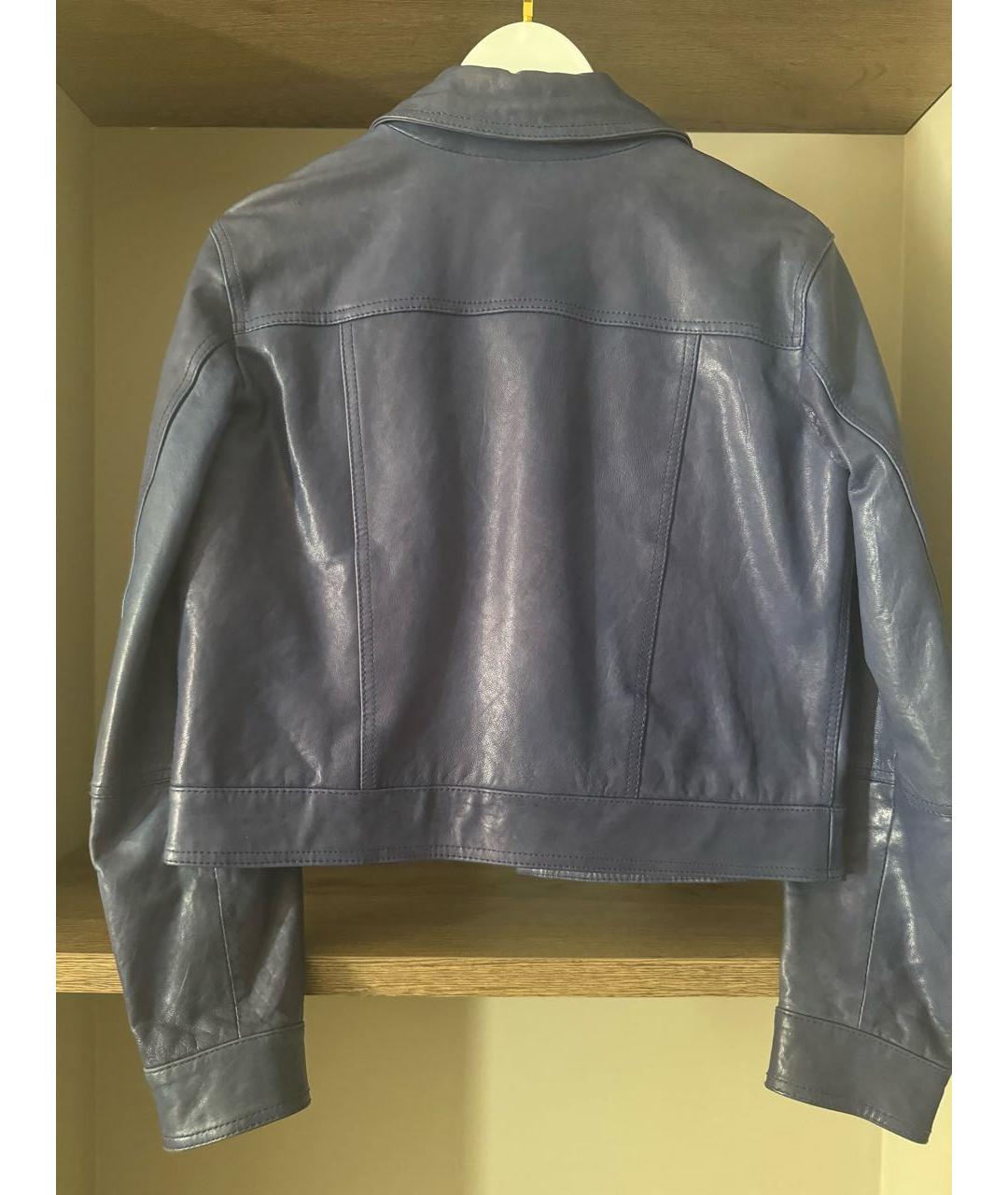 PINKO Темно-синяя кожаная куртка, фото 2