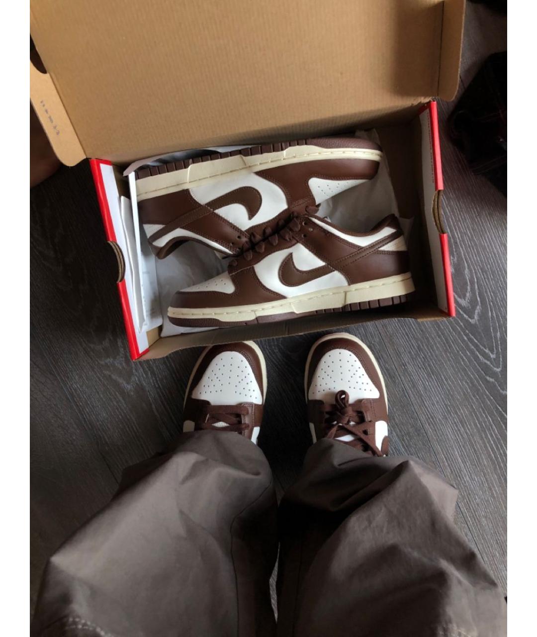 NIKE Коричневые кожаные кроссовки, фото 4