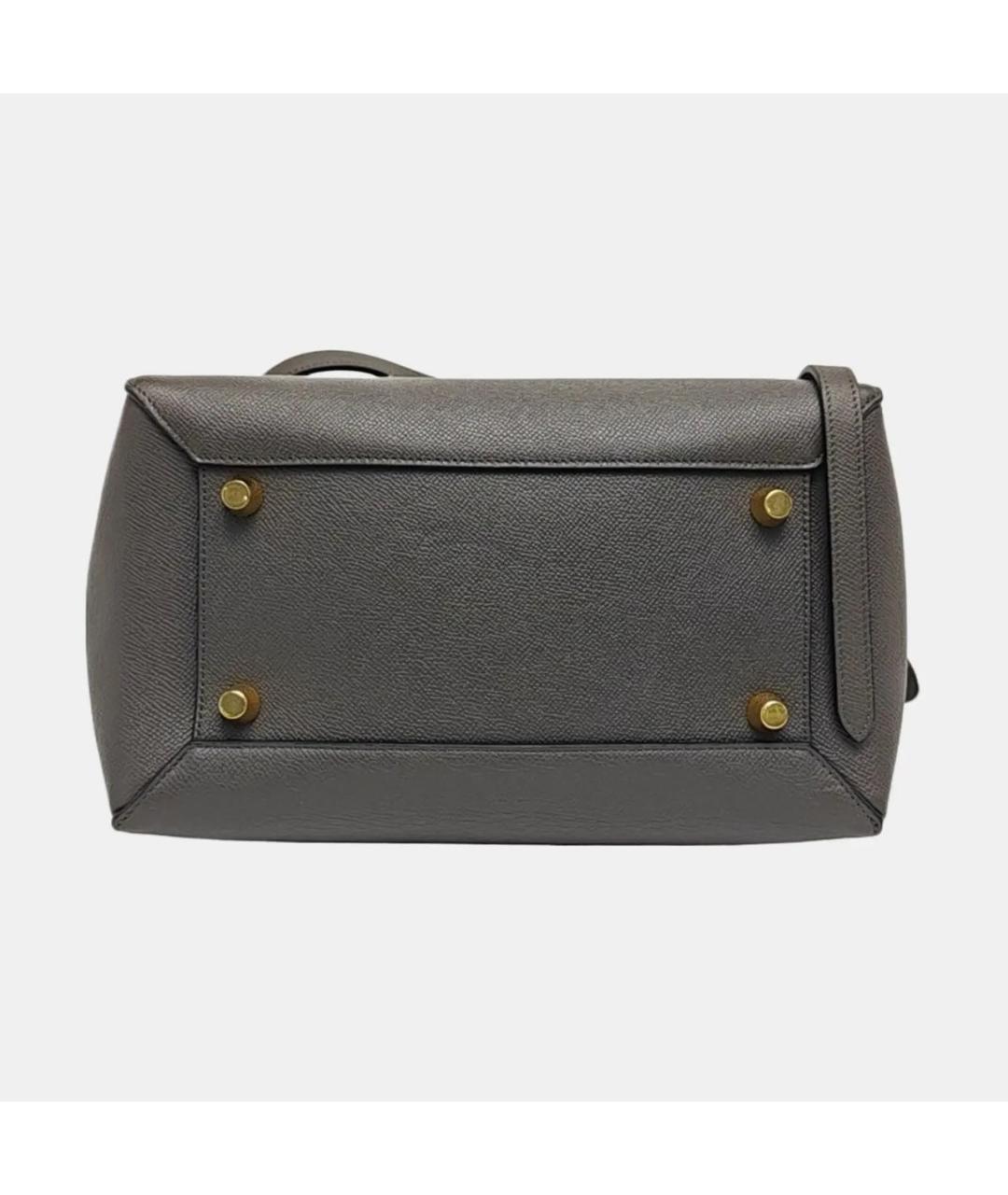 CELINE Антрацитовая кожаная сумка с короткими ручками, фото 5