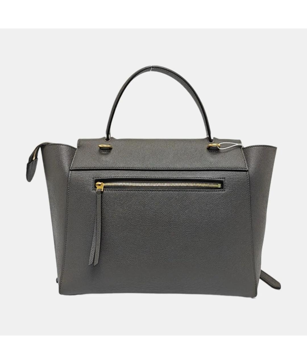 CELINE Антрацитовая кожаная сумка с короткими ручками, фото 4