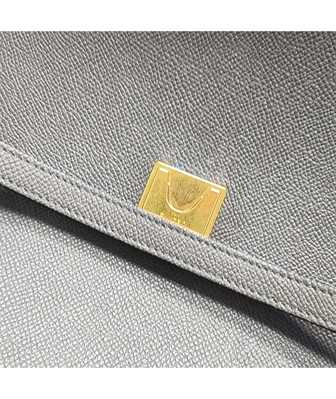 CELINE Антрацитовая кожаная сумка с короткими ручками, фото 7