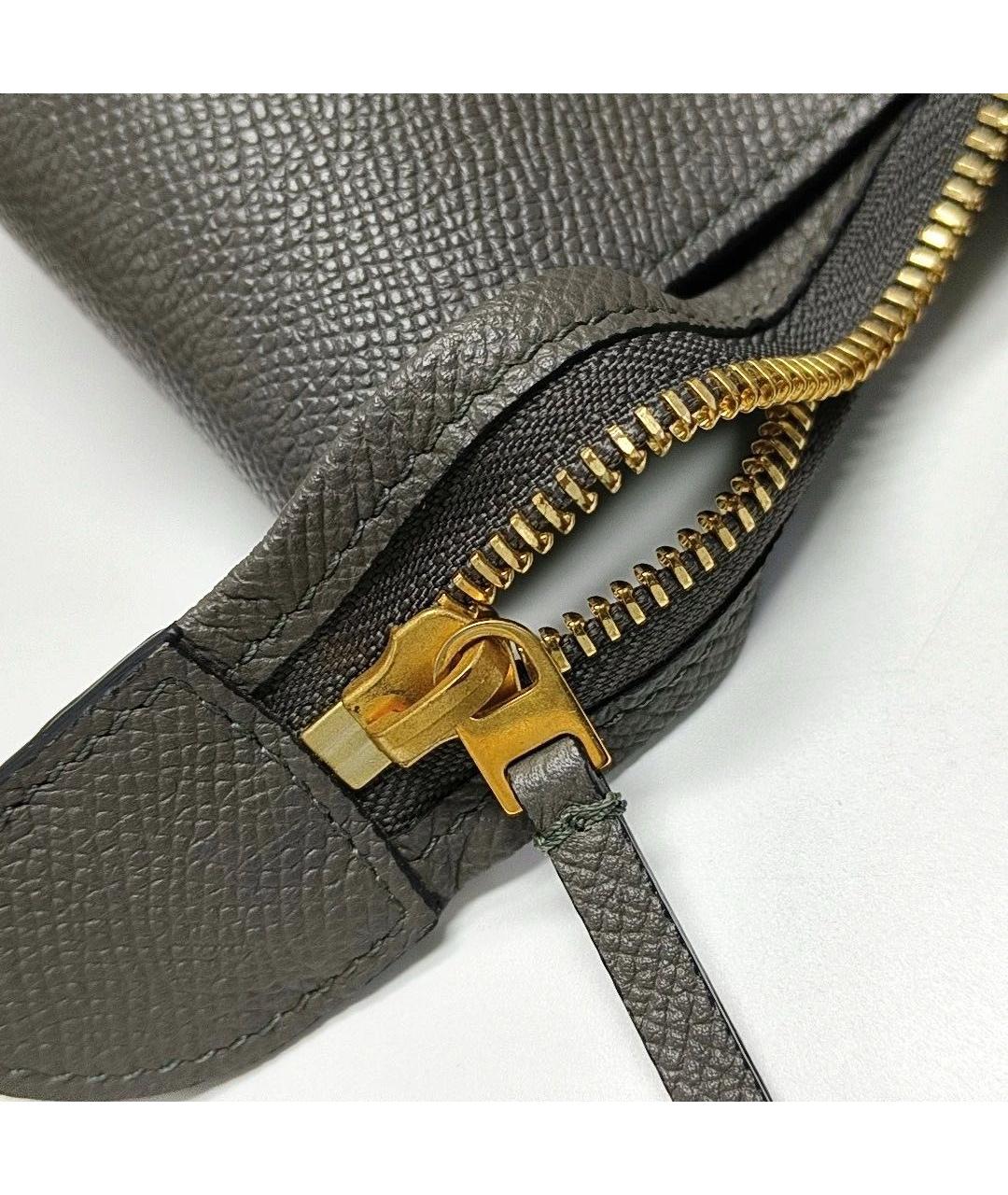 CELINE Антрацитовая кожаная сумка с короткими ручками, фото 8