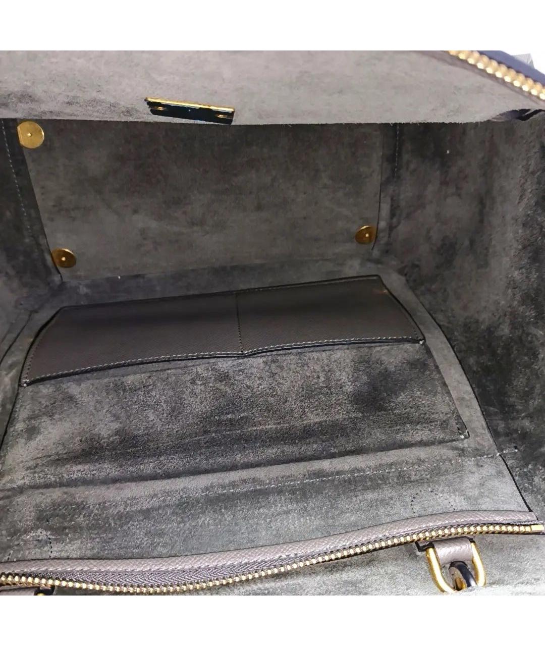 CELINE Антрацитовая кожаная сумка с короткими ручками, фото 6