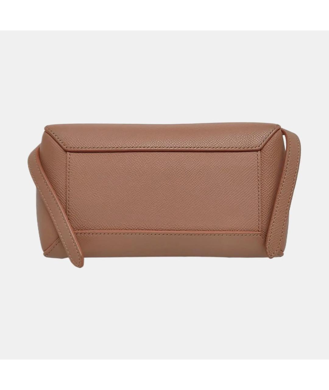 CELINE Бежевая кожаная сумка с короткими ручками, фото 5