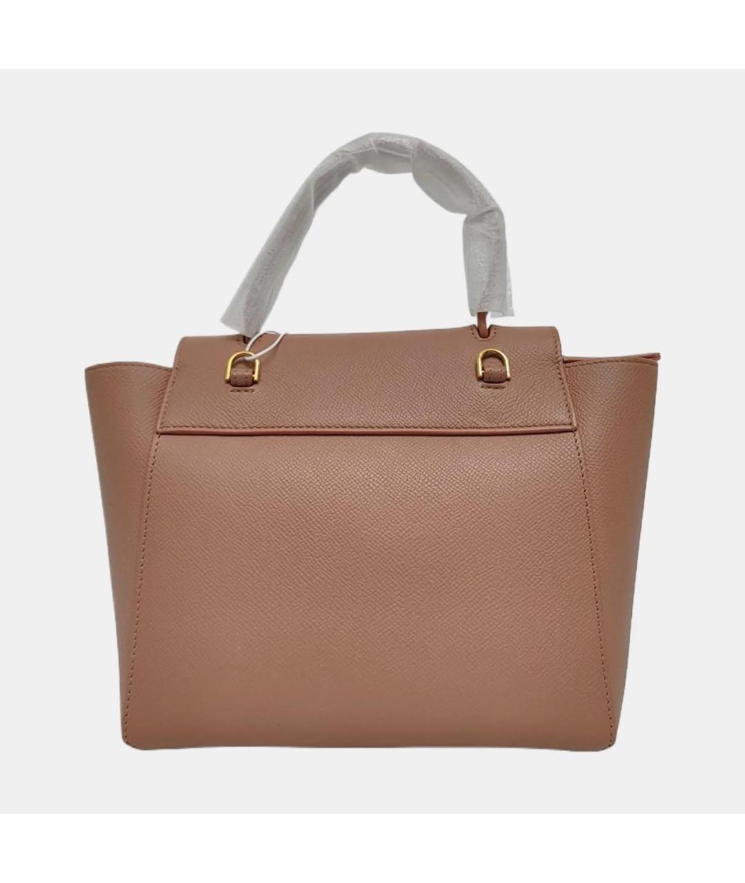 CELINE Бежевая кожаная сумка с короткими ручками, фото 4