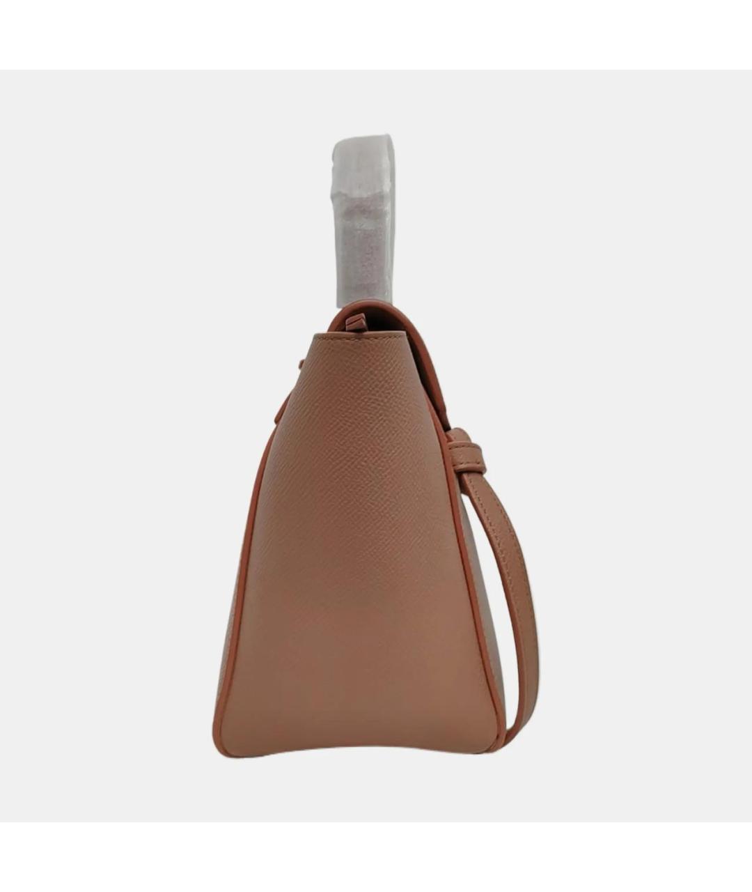 CELINE Бежевая кожаная сумка с короткими ручками, фото 3