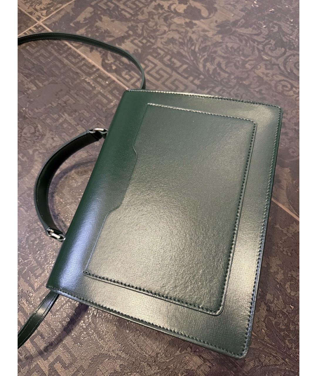 OFF-WHITE Зеленая кожаная сумка с короткими ручками, фото 3