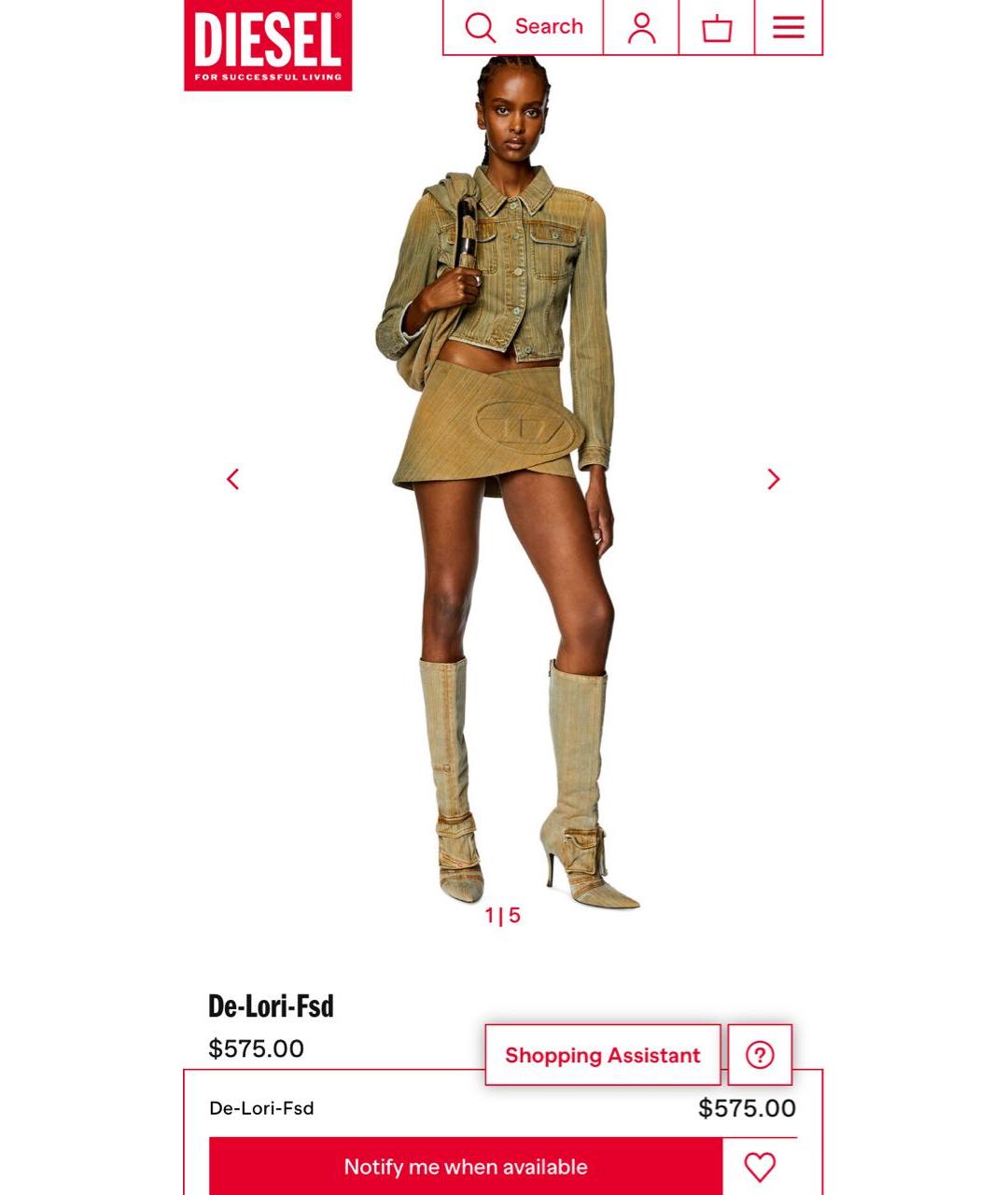 DIESEL Хаки хлопковая юбка мини, фото 3