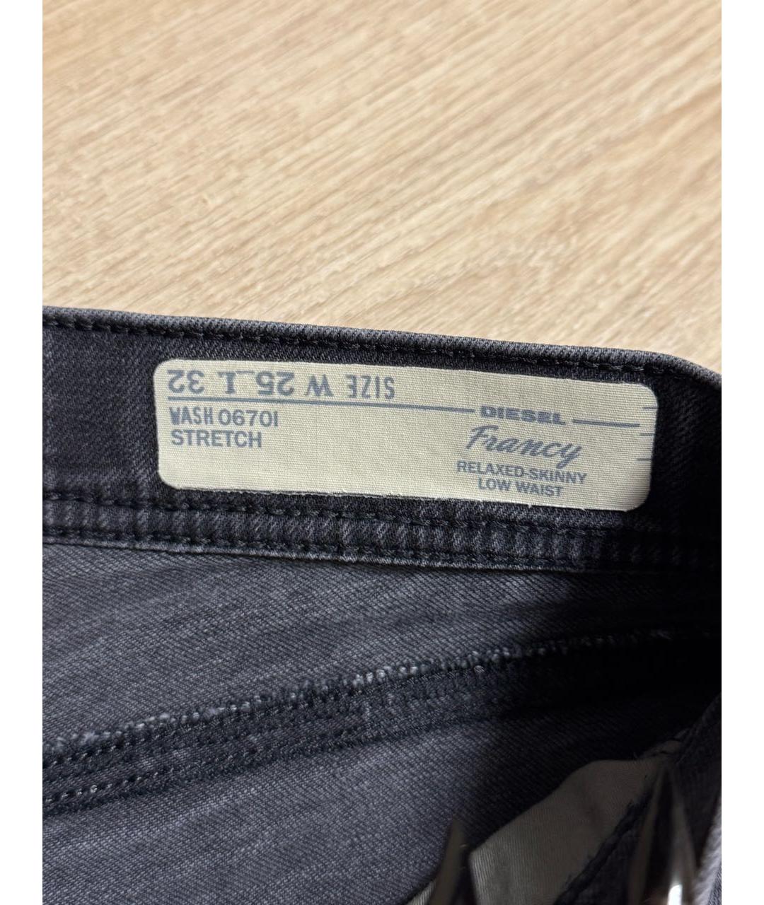 DIESEL Антрацитовые хлопковые джинсы слим, фото 3