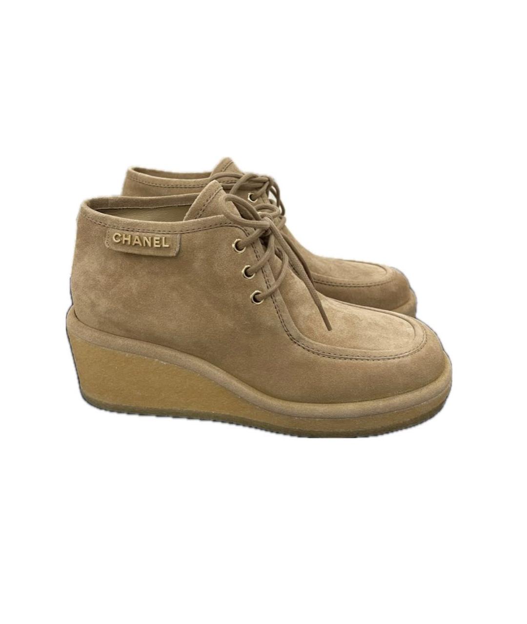 CHANEL Бежевые замшевые ботинки, фото 5