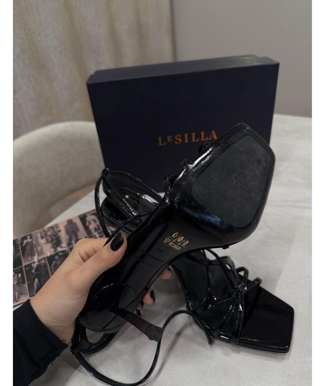 LE SILLA Черные кожаные босоножки, фото 5