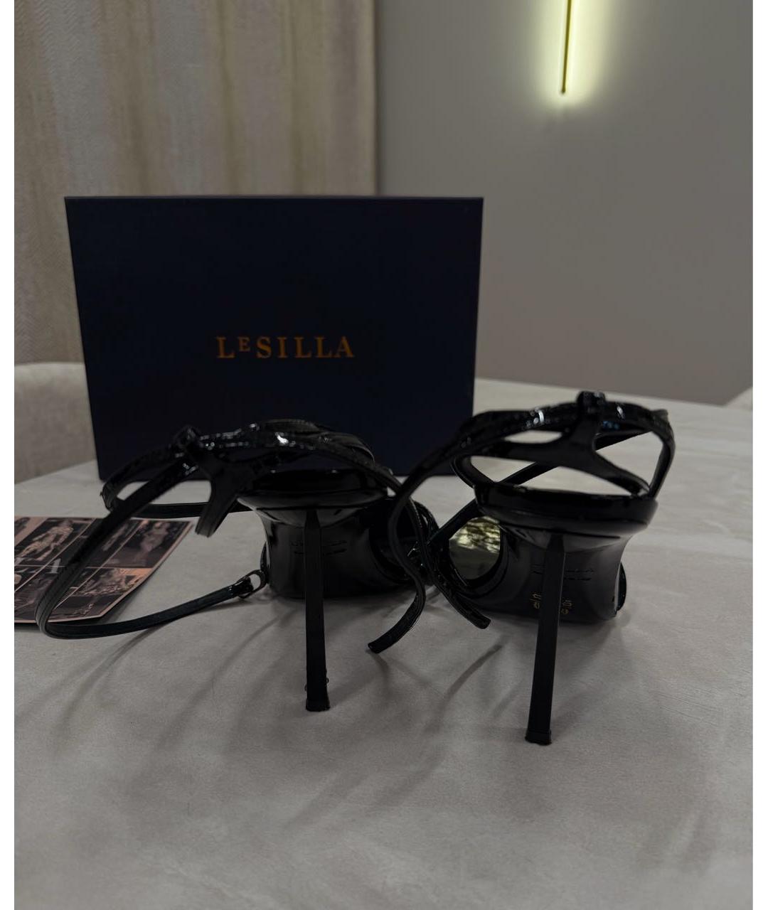 LE SILLA Черные кожаные босоножки, фото 4