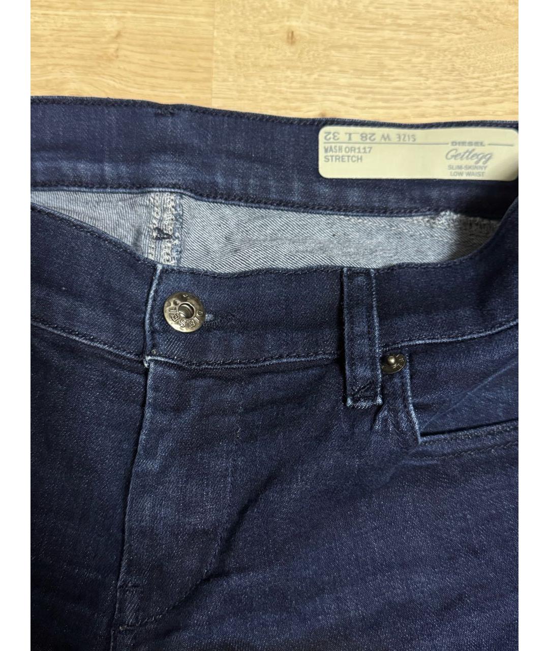 DIESEL Синие хлопко-полиэстеровые джинсы слим, фото 7