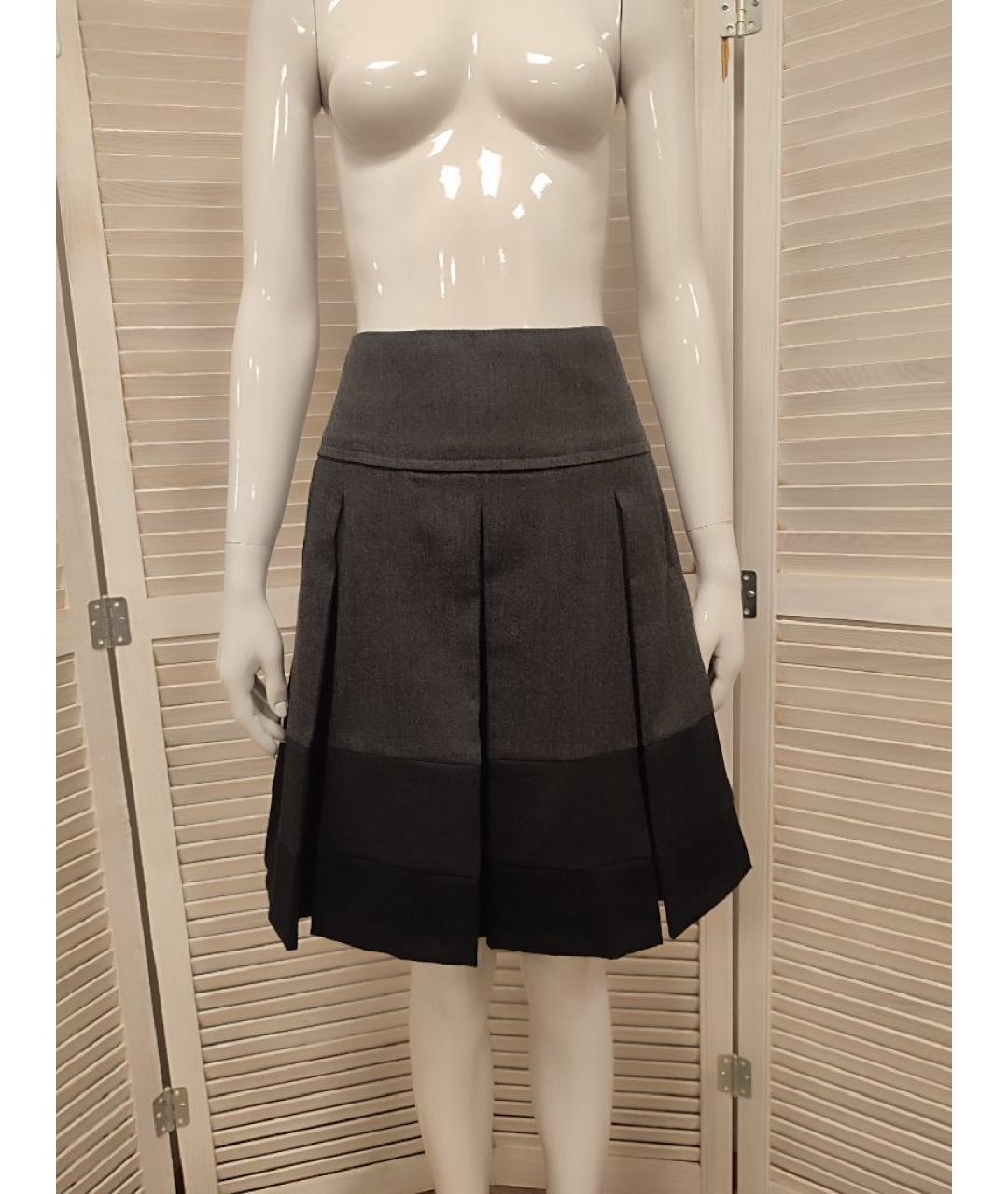 SPORT MAX CODE Серая шерстяная юбка миди, фото 8