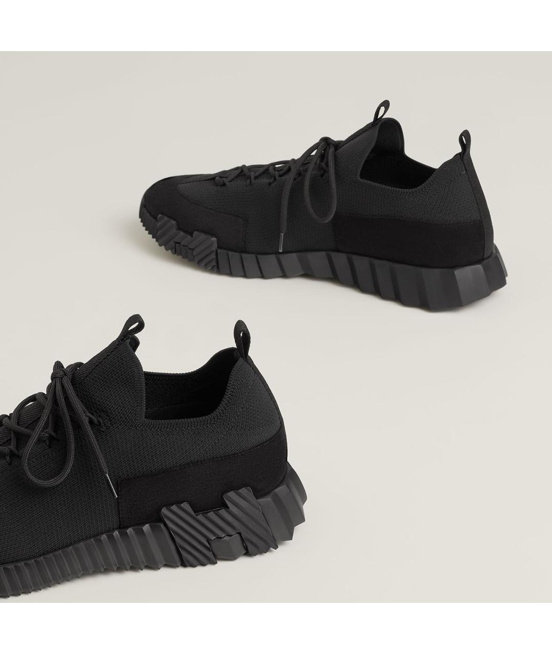 HERMES Черные текстильные низкие кроссовки / кеды, фото 4