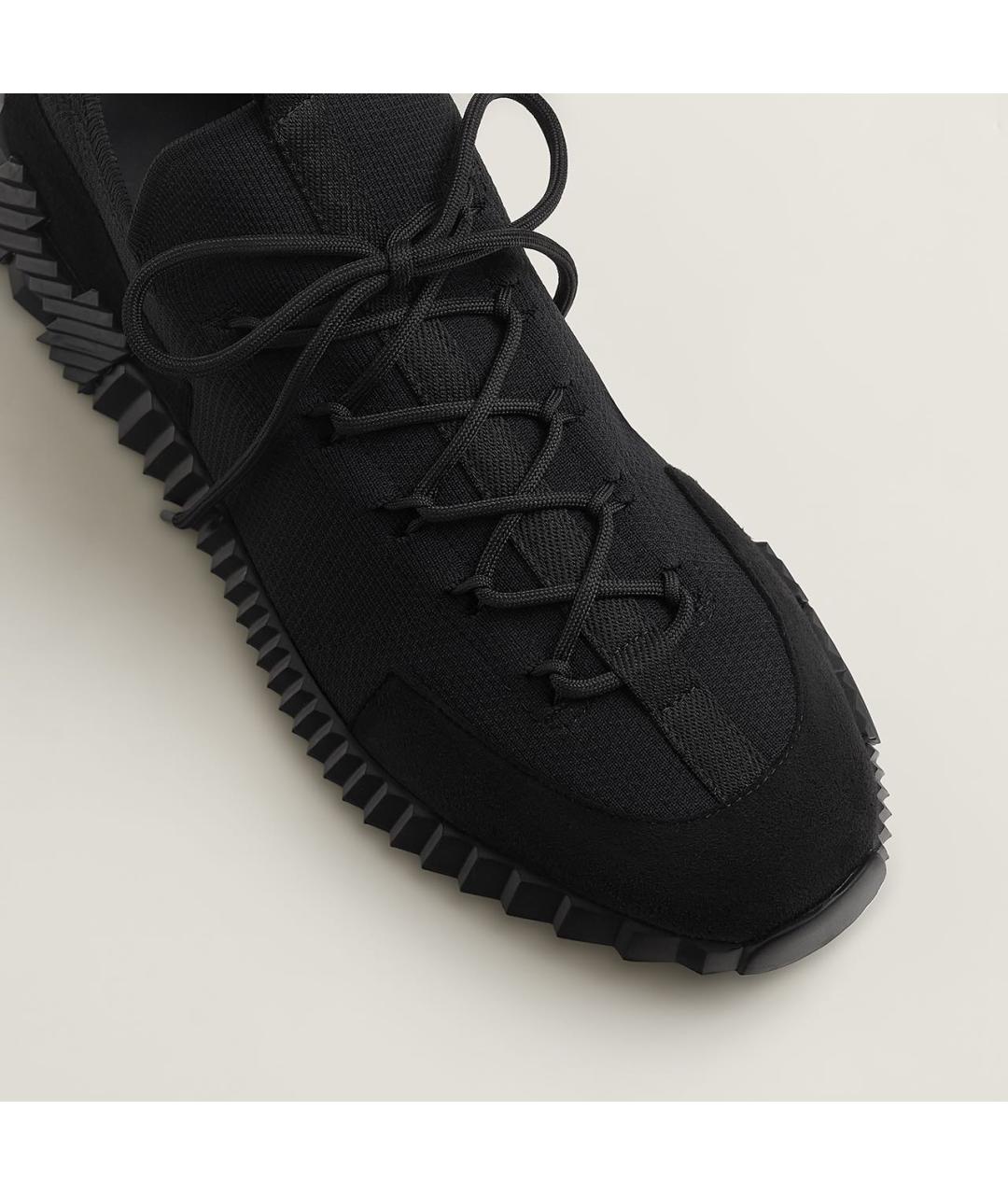 HERMES Черные текстильные низкие кроссовки / кеды, фото 5