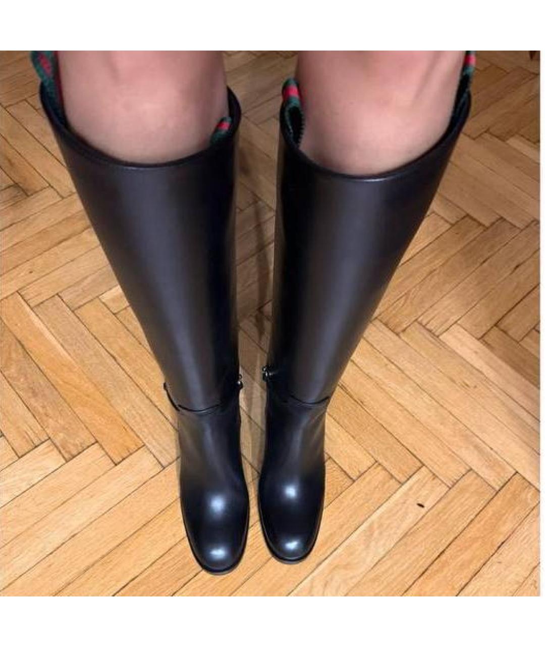 GUCCI Черные кожаные сапоги, фото 3