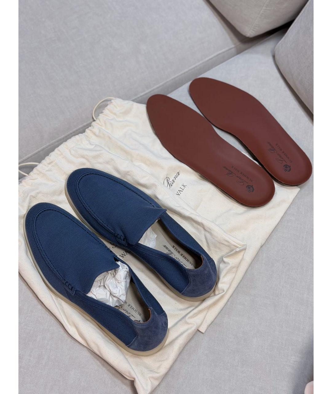 LORO PIANA Синие лоферы, фото 7