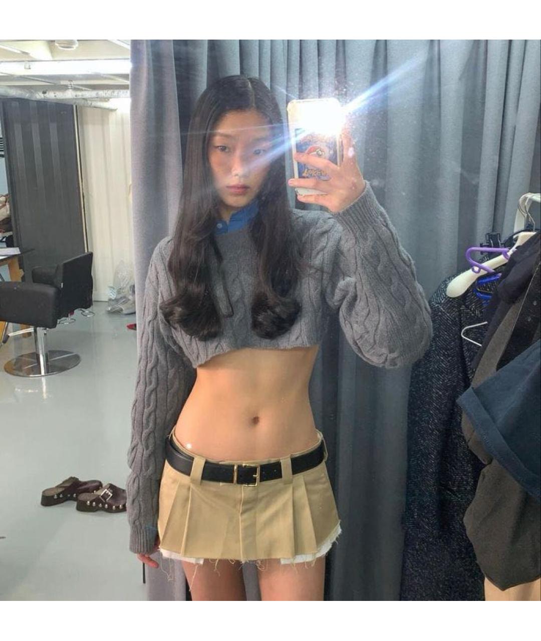 MIU MIU Серый шерстяной джемпер / свитер, фото 5