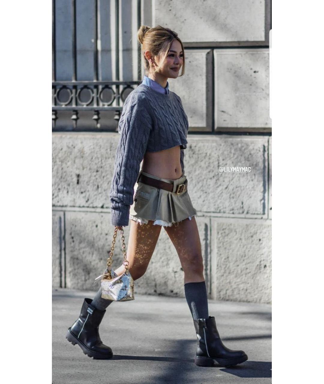 MIU MIU Серый шерстяной джемпер / свитер, фото 6