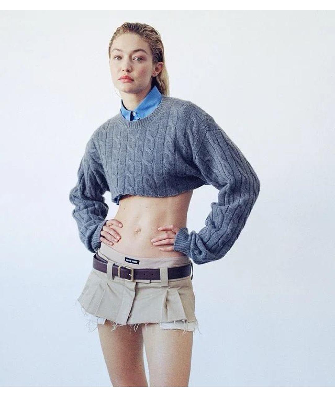 MIU MIU Серый шерстяной джемпер / свитер, фото 3