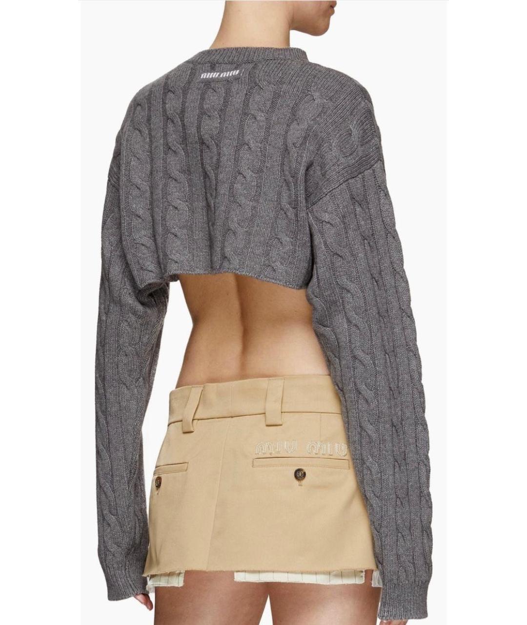 MIU MIU Серый шерстяной джемпер / свитер, фото 4