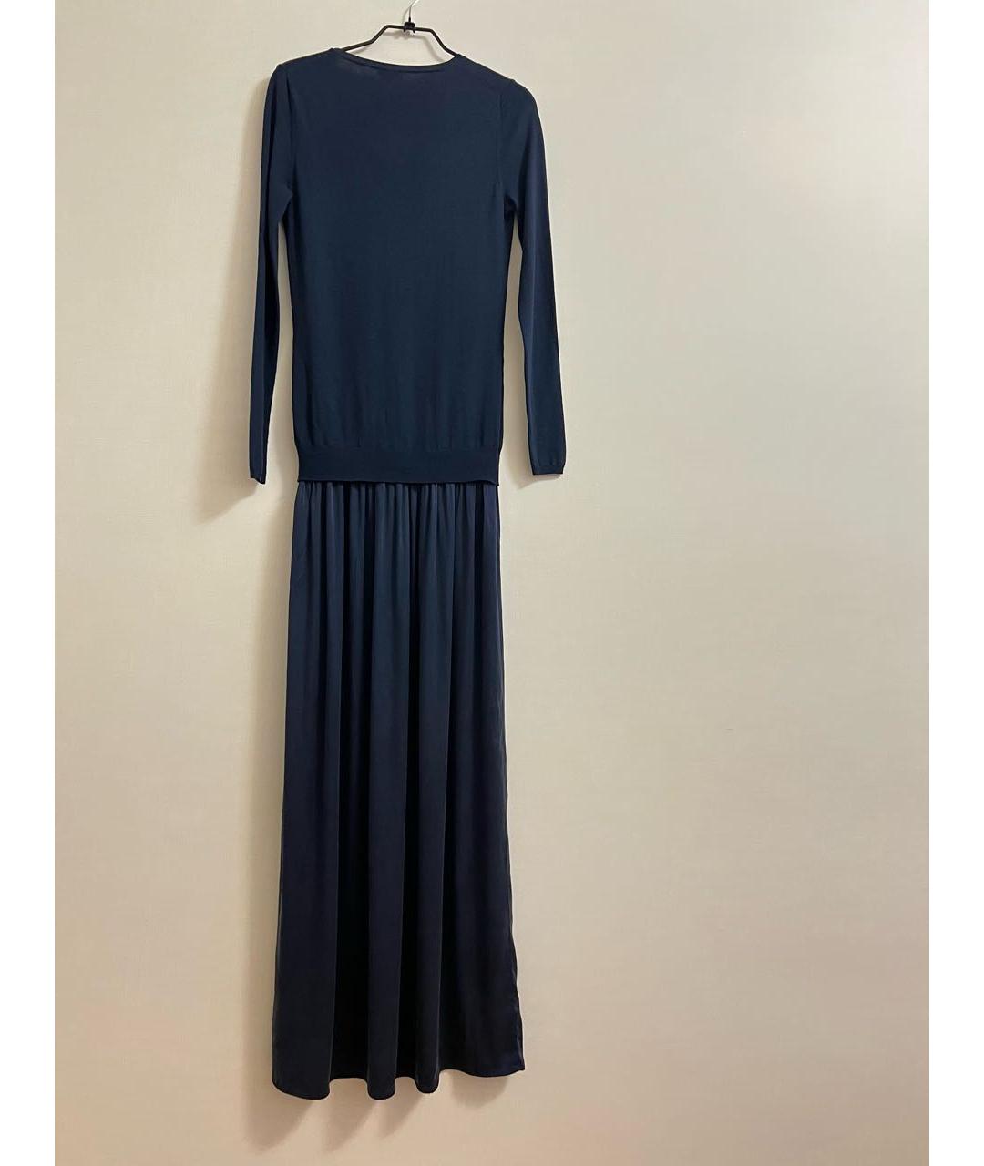 P.A.R.O.S.H. Темно-синее шелковое повседневное платье, фото 3