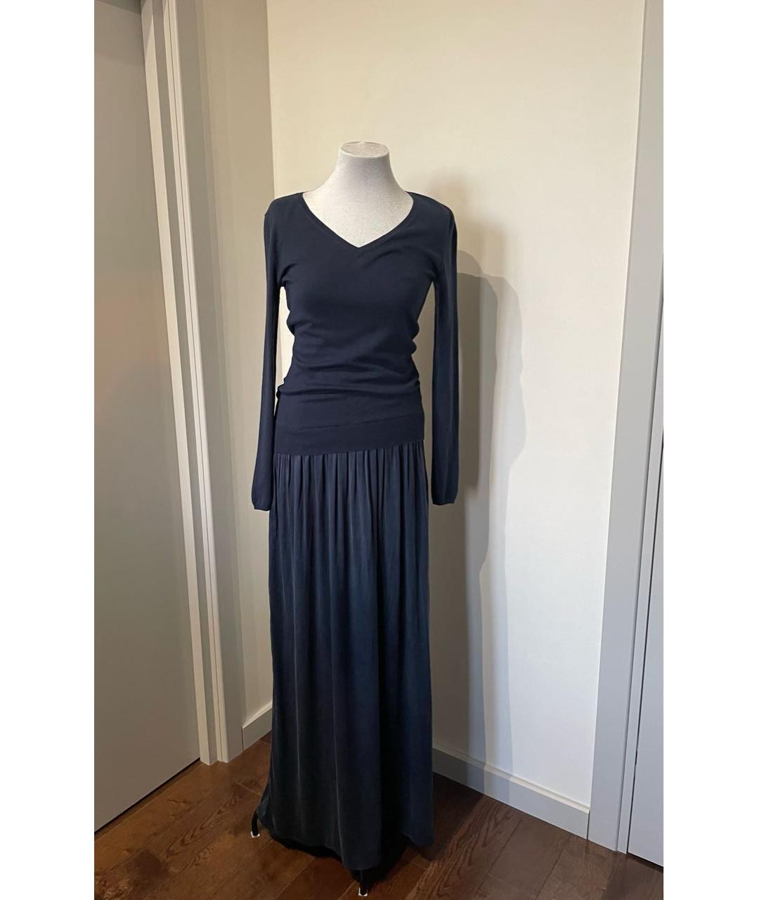 P.A.R.O.S.H. Темно-синее шелковое повседневное платье, фото 2