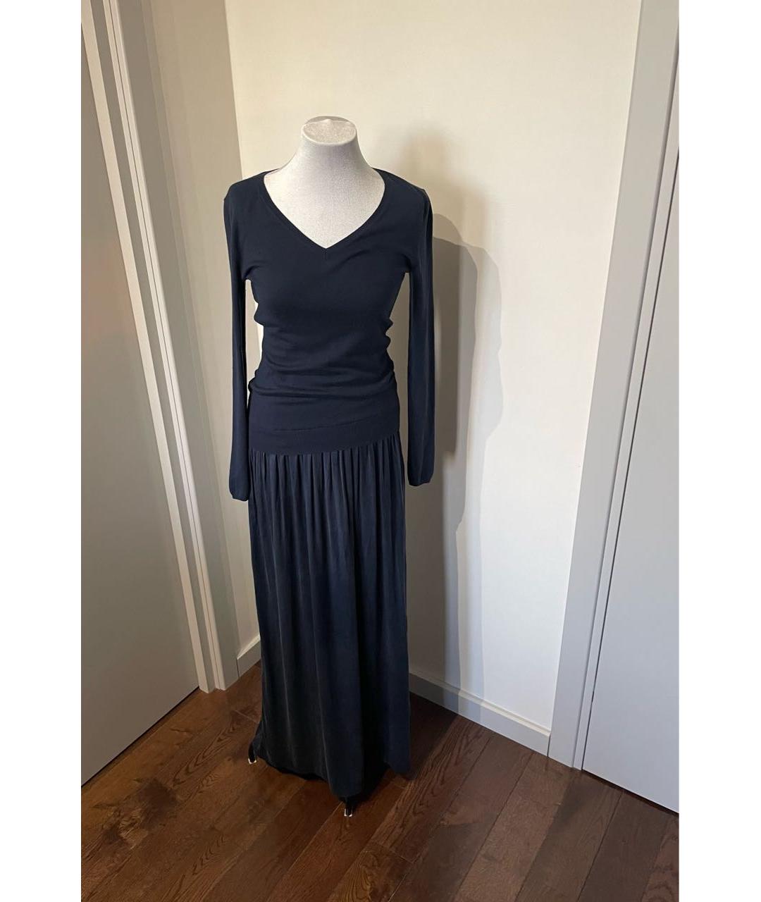 P.A.R.O.S.H. Темно-синее шелковое повседневное платье, фото 5