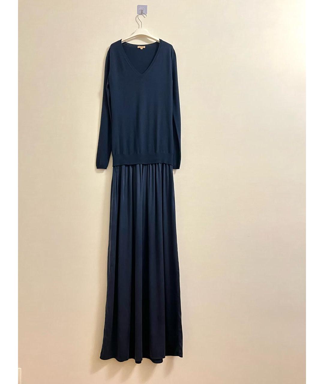 P.A.R.O.S.H. Темно-синее шелковое повседневное платье, фото 9