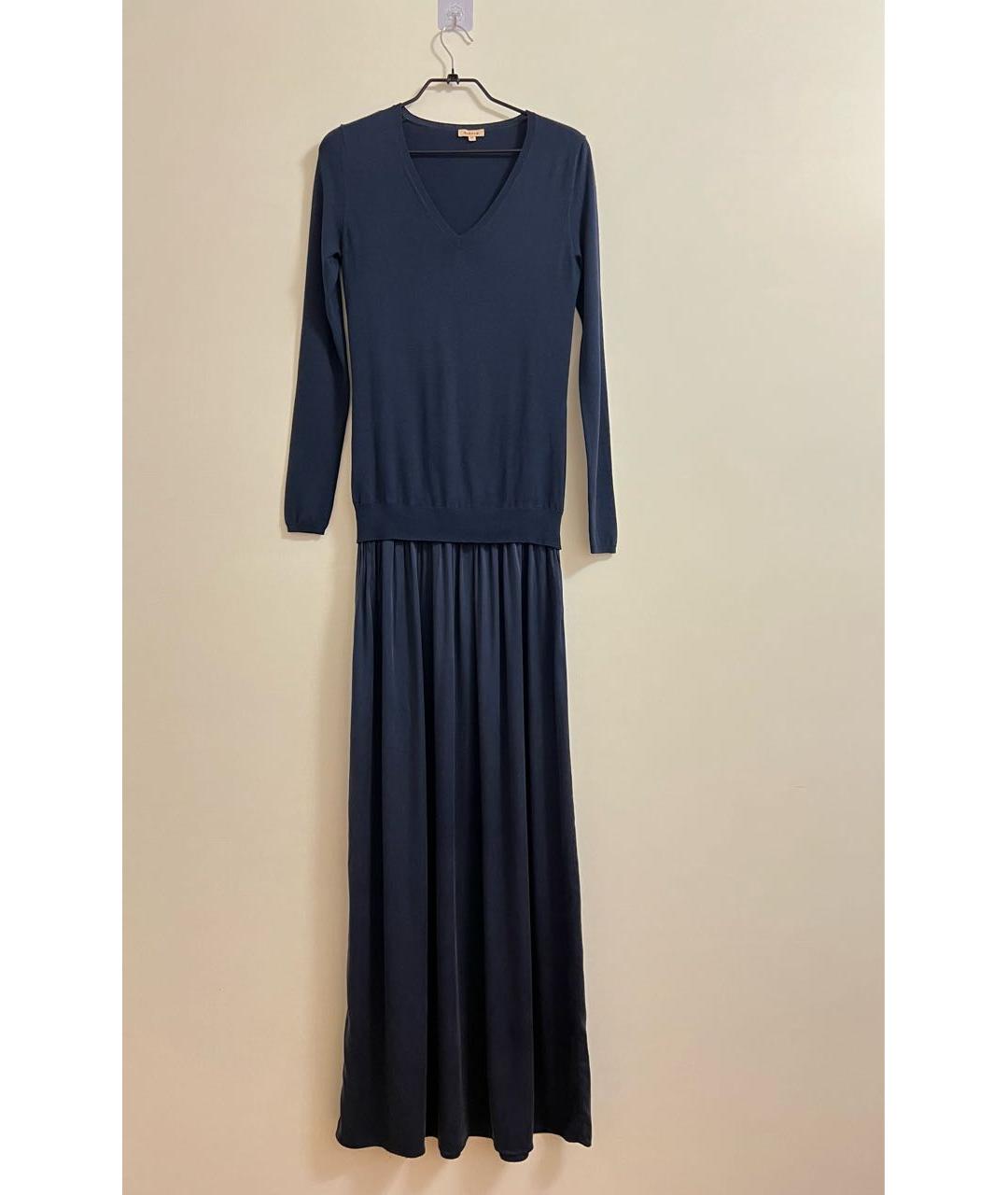 P.A.R.O.S.H. Темно-синее шелковое повседневное платье, фото 6