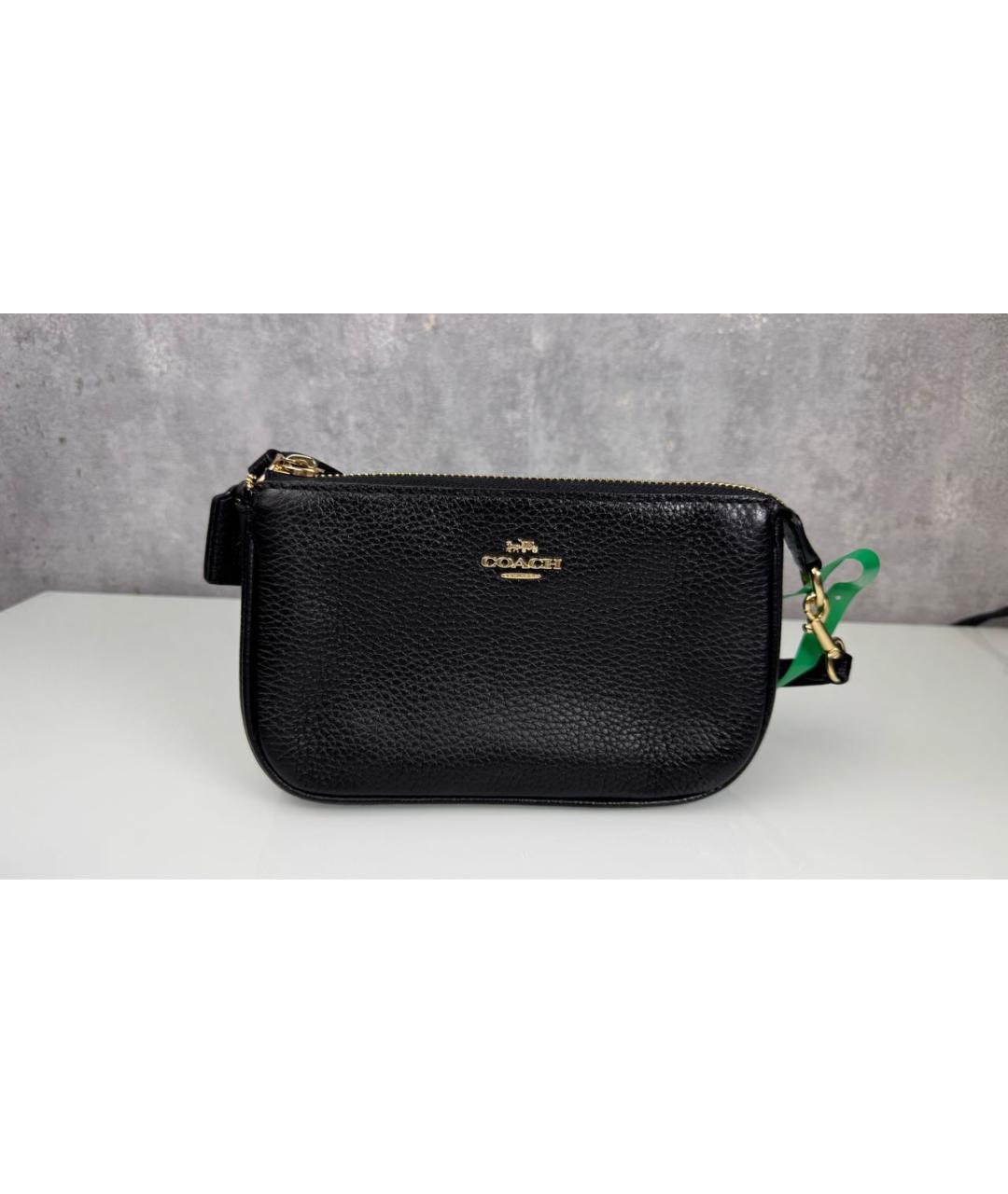 COACH Черная кожаная сумка с короткими ручками, фото 2
