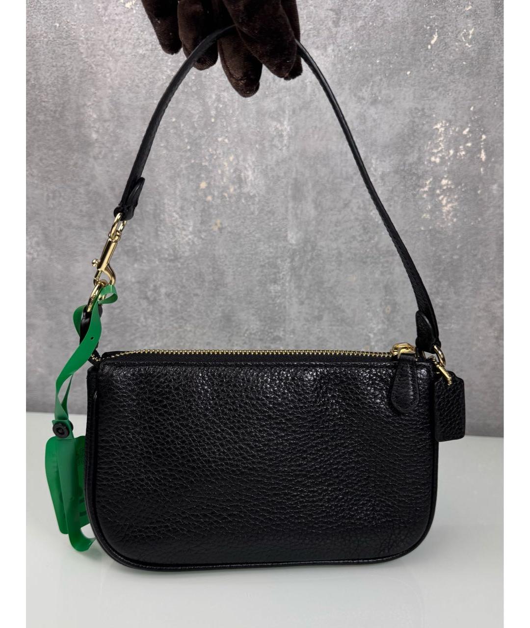COACH Черная кожаная сумка с короткими ручками, фото 3