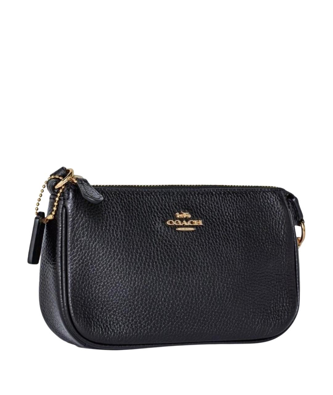COACH Черная кожаная сумка с короткими ручками, фото 1
