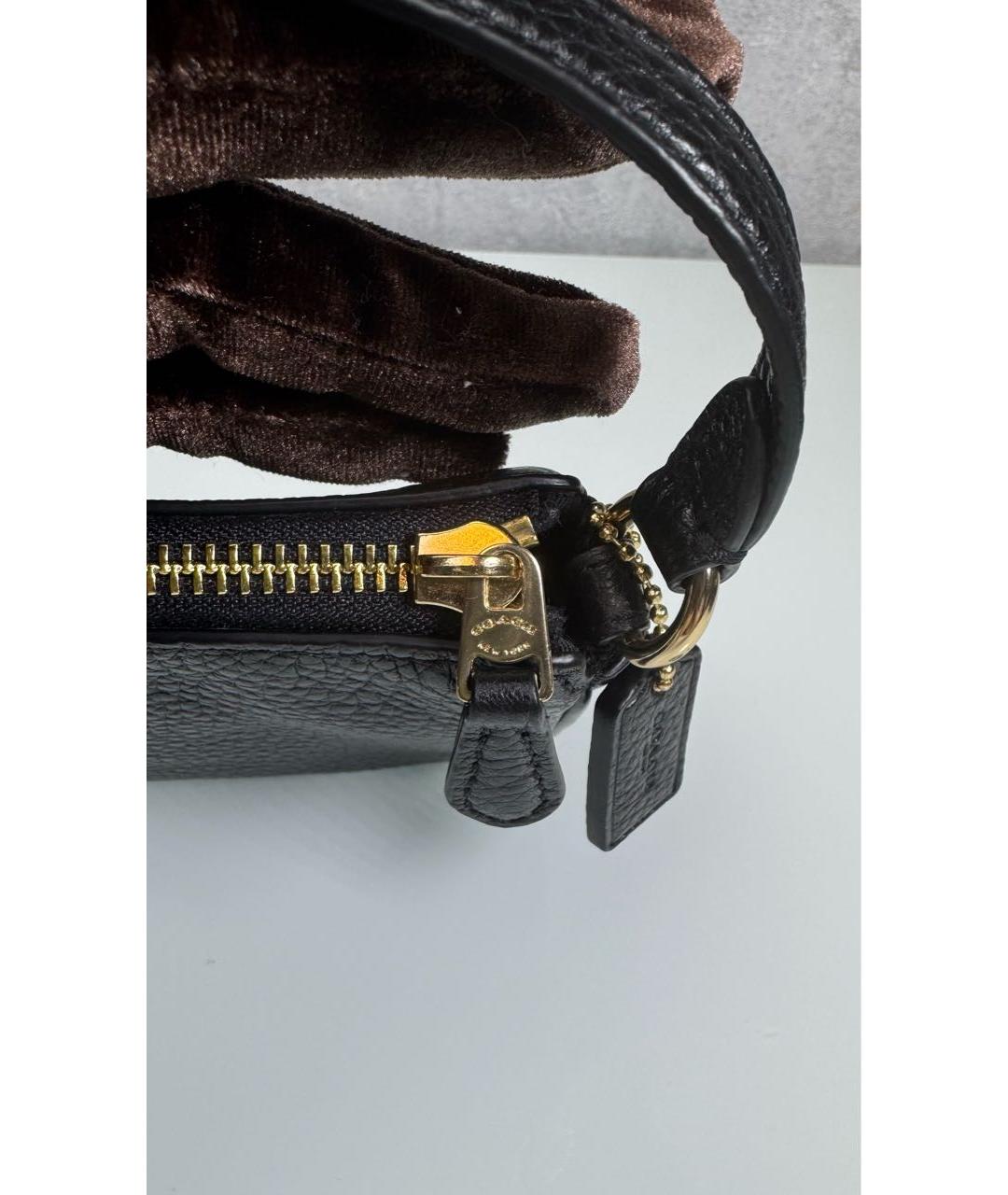 COACH Черная кожаная сумка с короткими ручками, фото 5