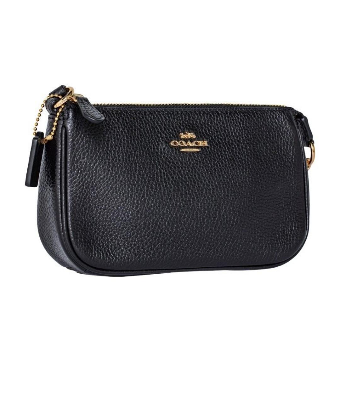 COACH Черная кожаная сумка с короткими ручками, фото 8