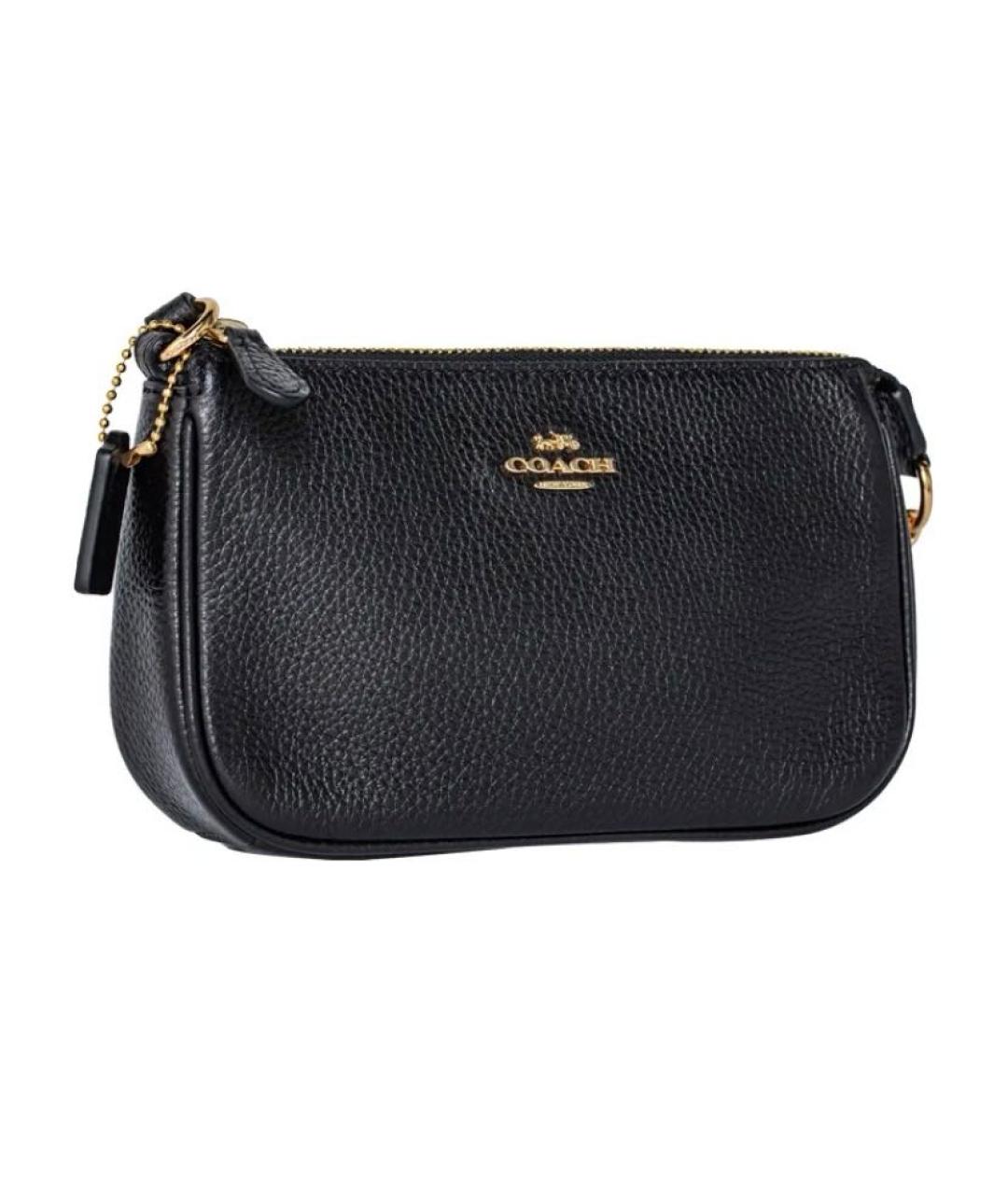 COACH Черная кожаная сумка с короткими ручками, фото 9