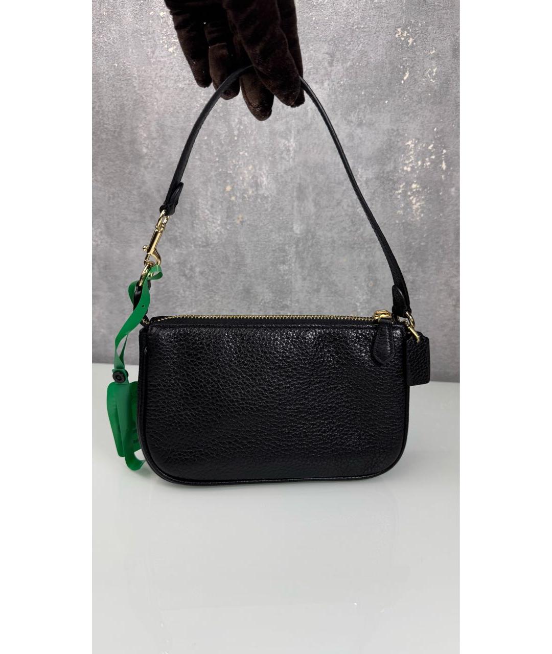 COACH Черная кожаная сумка с короткими ручками, фото 3