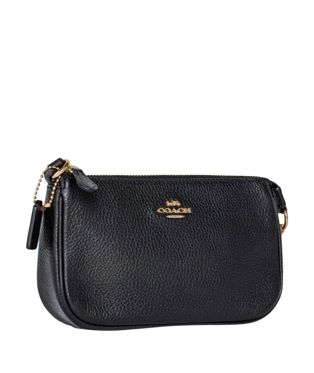 COACH Черная кожаная сумка с короткими ручками, фото 1