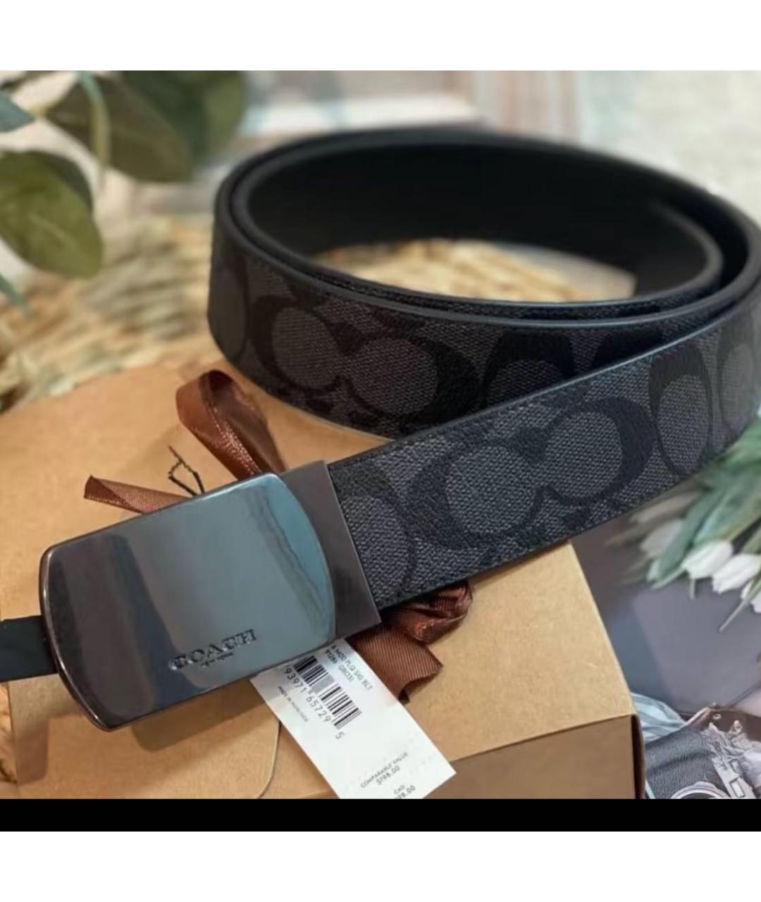 COACH Серый кожаный ремень, фото 5