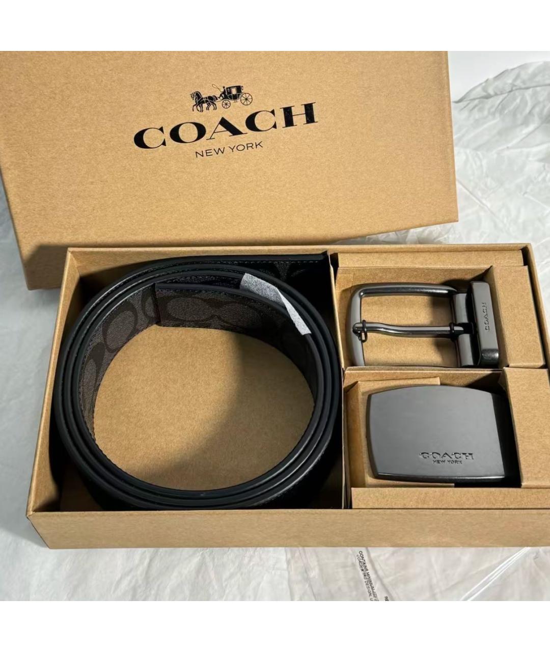 COACH Серый кожаный ремень, фото 8