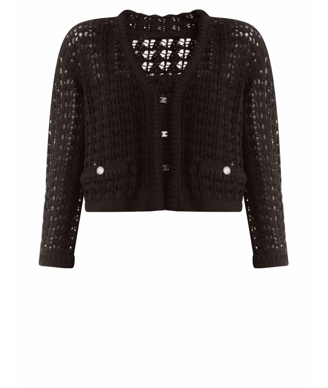 CHANEL Черный хлопковый кардиган, фото 1
